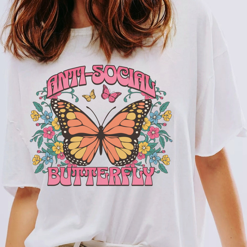 Anti-Social Butterfly PNG, Boho Tshirt Design, Retro Butterfly DTF Sublimation Design, Trendy Tshirt PNG, Hippie Tshirt Sublimation png.jpg