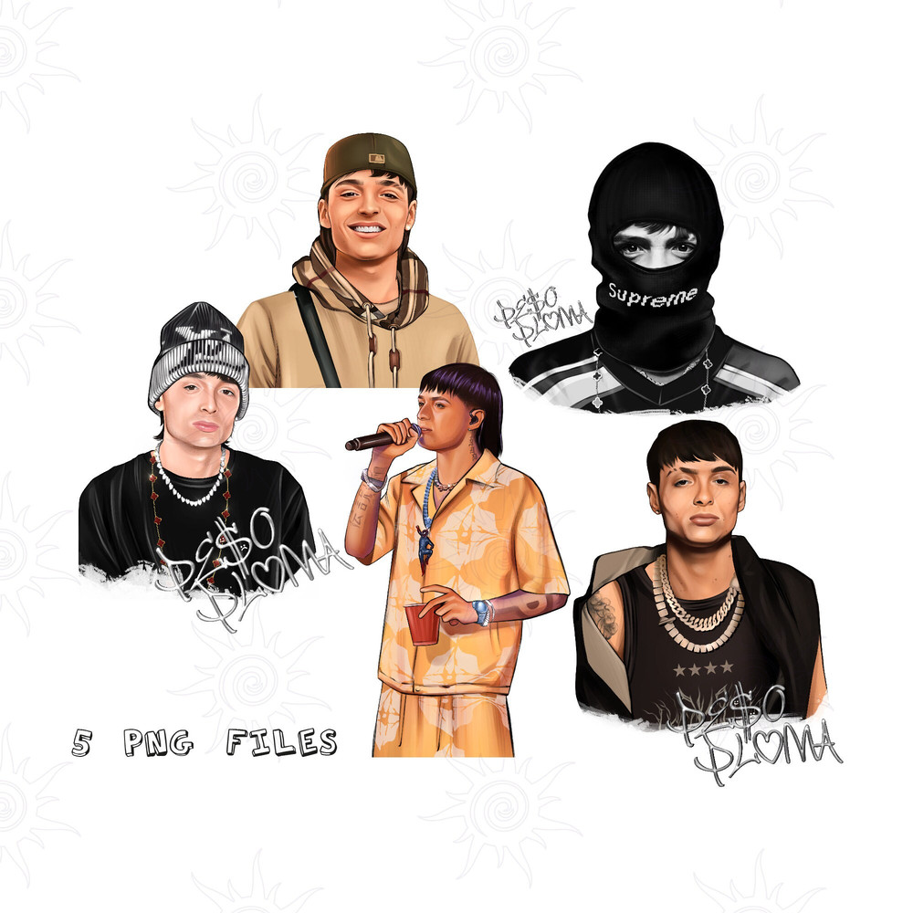 Bundle of 5 Peso Pluma PNG, Ella Baila Sola Sublimation Design hand drawn, peso pluma tumbler, Peso pluma digital file, instant download.jpg