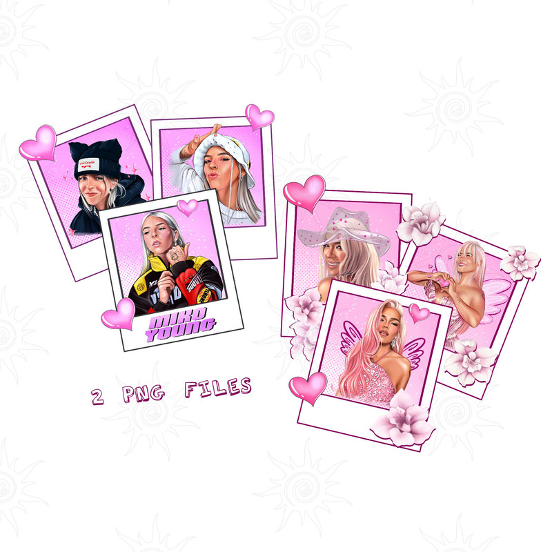 Young Miko and Karol G PNG, Karol G photo cards, Cupid vibes, Young Miko hand drawn, manana sera bonito, digital file, instant download.jpg