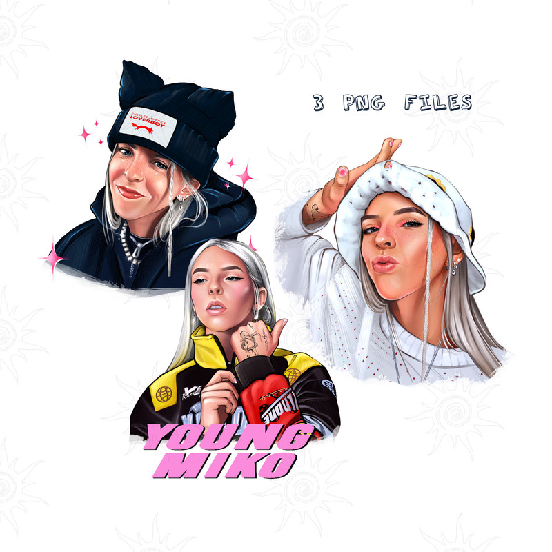 Young Miko bundle of 3 PNG, Young Miko hand drawn sublimation designs, digital file, instant download.jpg