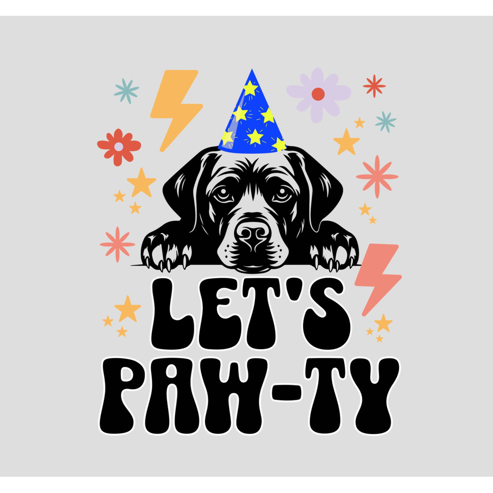 Lets Pawty Png, Black Labrador Dog Png, Birthday Party Png.jpg