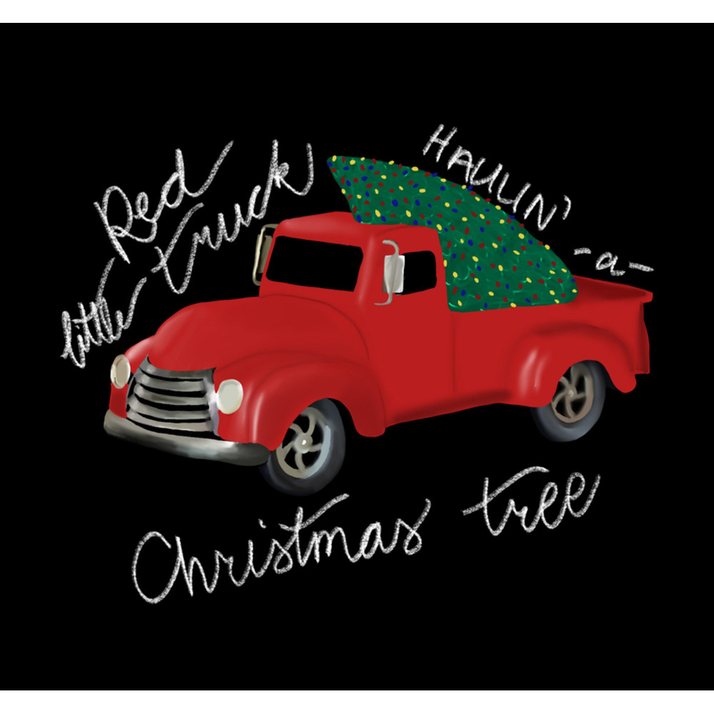 Little Red Truck Hauling a Christmas Tree Png.jpg