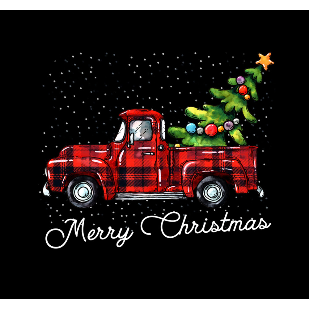 Pickup Truck With Tree Png Merry Christmas Png Red Buffalo Plaid Png.jpg
