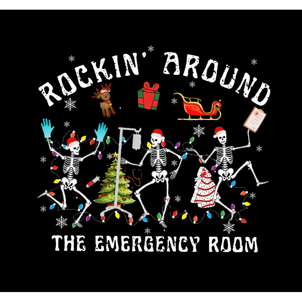 Rocking Around Emergency Room Png, Skeleton Nurse Png, Merry Christmas Rocking Around Emergency Room Png.jpg
