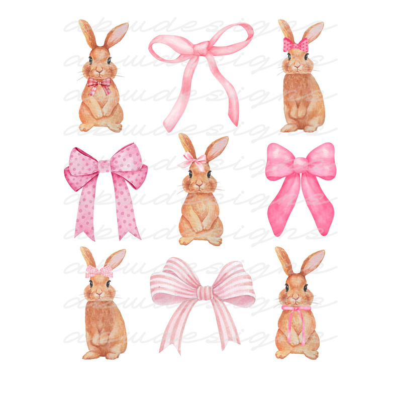 Bunnies and Bows Easter PNG, Easter png, Bunny png, Easter png, Bow png, Ribbon png, sublimation, PNG, Pink png.jpg
