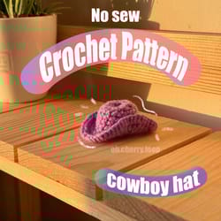 pattern cowboy hat, no sew crochet cowboy hat, crochet cowboy hat, amigurumi cowboy hat, keychain crochet, us pattern