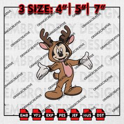 Reindeer Mickey With Christmas Lights Embroidery files, Christmas Emb Designs, Disney Machine Embroidery File Digital