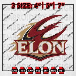 Elon Phoenix NCAA Logo Emb files, NCAA Embroidery Designs, 3 size, Elon Phoenix Machine Embroidery Digital
