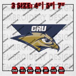 NCAA Oral Roberts Golden Eagles Logo Emb files, NCAA Embroidery Designs, 3 size, Oral Roberts Golden Machine Embroidery
