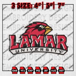 NCAA Lamar Cardinals Logo Emb files, NCAA Embroidery Designs, 3 size, Lamar Cardinals Machine Embroidery