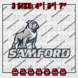 Samford Bulldogs NCAA Mascot Logo Emb files, NCAA Embroidery Designs, 3 size, NCAA Samford Bulldogs Machine Embroidery