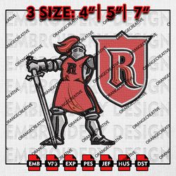 Rutgers Scarlet Knights Mascot Logo Emb files, NCAA Embroidery Designs, 3 size, NCAA Rutgers Scarlet Machine Embroidery