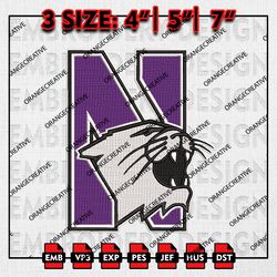 NCAA Northwestern Wildcats Emb files, NCAA Embroidery Designs, 3 size, NCAA Northwestern Wildcats Machine Embroidery