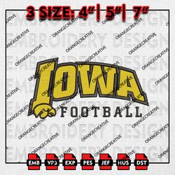 Iowa Hawkeyes NCAA Writing Logo Emb files, NCAA Embroidery Designs, 3 size, NCAA Iowa Hawkeyes Machine Embroidery