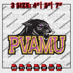 NCAA Prairie View AM Panthers Writing Logo Emb files, NCAA Embroidery Designs, 3 size, Prairie View Machine Embroidery