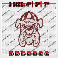 Funny Alabama AM Bulldogs Head Mascot Emb files, NCAA Embroidery Designs, 3 size, Alabama AM Machine Embroidery