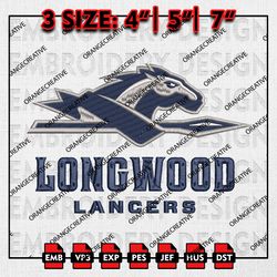 Longwood Lancers NCAA Mascot Logo Emb files, NCAA Embroidery Designs, 3 size, NCAA Longwood Lancers Machine Embroidery