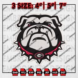Georgia Bulldogs Head Mascot Logo Emb files, NCAA Embroidery Designs, 3 size, NCAA Georgia Machine Embroidery Digital