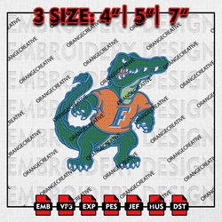Florida Gators Mascot Logo Emb files, NCAA Embroidery Designs, 3 size, NCAA Florida Machine Embroidery Digital