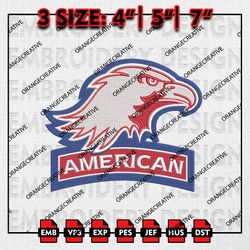 American University Eagles Mascot Logo Emb files, NCAA Embroidery Designs, 3 size, NCAA Team Machine Embroidery Digital