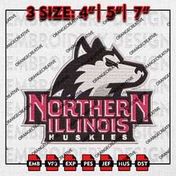Northern Illinois Huskies Head Mascot Logo Emb files, NCAA Embroidery Designs, 3 size, NCAA Machine Embroidery Digital