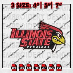 Illinois State Redbirds Logo Emb files, NCAA Embroidery Designs, 3 size, NCAA Illinois State Machine Embroidery Digital