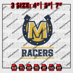 Murray State Racers NCAA Logo Emb files, NCAA Embroidery Designs, 3 size, NCAA Murray State Machine Embroidery Digital