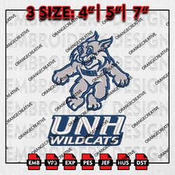 New Hampshire Wildcats Logo Emb files, NCAA Embroidery Designs, 3 size, NCAA New Hampshire Machine Embroidery Digital