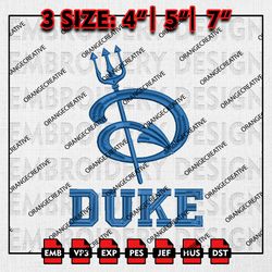 Duke Blue Devils NCAA Logo Emb files, NCAA Embroidery Designs, 3 size, NCAA Duke Blue Logo Machine Embroidery Digital