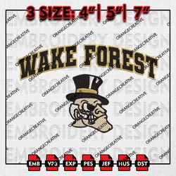 Wake Forest Demon Logo Emb Designs, NCAA Embroidery Files, NCAA Wake Forest Demon Deacons Mascot Machine Embroidery