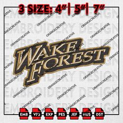 Wake Forest Demon Word Logo Emb Designs, NCAA Embroidery Files, NCAA Wake Forest Demon Deacons Mascot Machine Embroidery