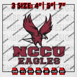 North Carolina Logo Ncaa Emb Design, NCAA Embroidery Files, NCAA North Carolina Central Eagles Mascot Machine Embroidery