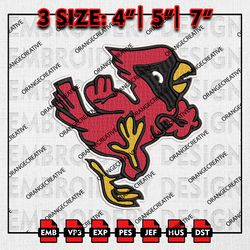 Ball State Cardinals Mascot Logo Team Emb Design, NCAA Embroidery Files, NCAA Ball State Cardinals Machine Embroidery