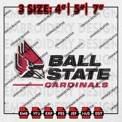 Ball State Cardinals Writing Logo Team Emb Design, NCAA Embroidery Files, NCAA Ball State Cardinals Machine Embroidery