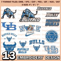 13 Buffalo Bulls Logo Bundle Emb files, NCAA Buffalo Bulls Embroidery Designs, Bundle NCAA Machine Embroidery Digital