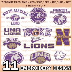 11North Alabama Lions Logo Bundle Emb files, NCAA Embroidery Designs, Bundle NCAA Machine Embroidery Digital
