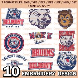 10 Belmont Bruins Logo Bundle Emb files, NCAA Belmont Bruins Embroidery Designs, Bundle NCAA Machine Embroidery Digital