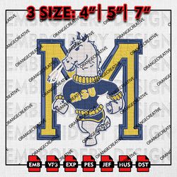 Murray State Racers Team Logo Emb Design, NCAA Embroidery Files, NCAA Murray State Racers 3 sizes Machine Embroidery