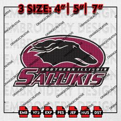 SIU NCAA Logo Emb Design, NCAA Embroidery Files, NCAA Southern Illinois Salukis Logo 3 sizes Machine Embroidery