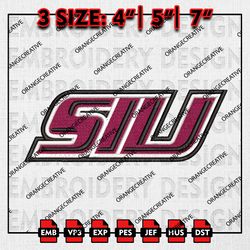 SIU NCAA Writing Logo Emb Design, NCAA Embroidery Files, NCAA Southern Illinois Salukis Logo 3 sizes Machine Embroidery