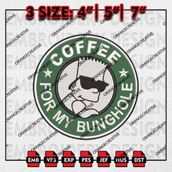 Coffee For My Bunghole Emb Design, Jake Adventure Time Embroidery Files, Machine Embroidery, Digital Download