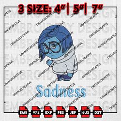 Sadness Emb Design, Inside Out Embroidery Files, Inside Out Characters Machine Embroidery, Digital Download