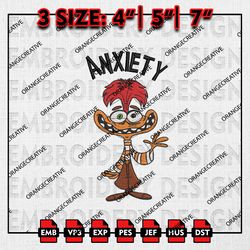 Anxiety Emb Design, Family Vacation Embroidery Files, Inside Out Characters Machine Embroidery, Digital Download