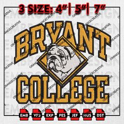 Bryant Bulldogs Logo Emb Design, NCAA Embroidery Files, NCAA Bryant Bulldogs Logo 3 sizes Machine Embroidery