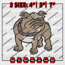 Bryant Bulldogs Mascot Logo Emb Design, NCAA Embroidery Files, NCAA Bryant Bulldogs Logo 3 sizes Machine Embroidery
