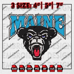 Maine Black Bears NCAA Logo Emb Design, NCAA Embroidery Files, NCAA Maine Black Bears Logo 3 sizes Machine Embroidery