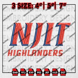 NJIT Highlanders NCAA Word Logo Emb Design, NCAA Embroidery Files, NCAA NJIT Highlanders Logo 3 sizes Machine Embroidery