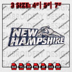 New Hampshire Wildcats NCAA Logo Emb Design, NCAA Embroidery Files, NCAA New Hampshire Logo 3 sizes Machine Embroidery