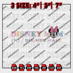 Disney Mom Emb Files, Mothers Day Embroidery Design, Disney Mother, Disneyland Mommy Machine Embroidery File