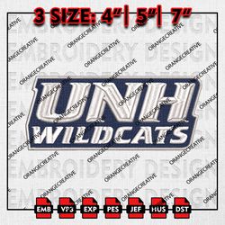 New Hampshire Wildcats Word Logo Emb Design, NCAA Embroidery Files, NCAA New Hampshire Logo 3 sizes Machine Embroidery